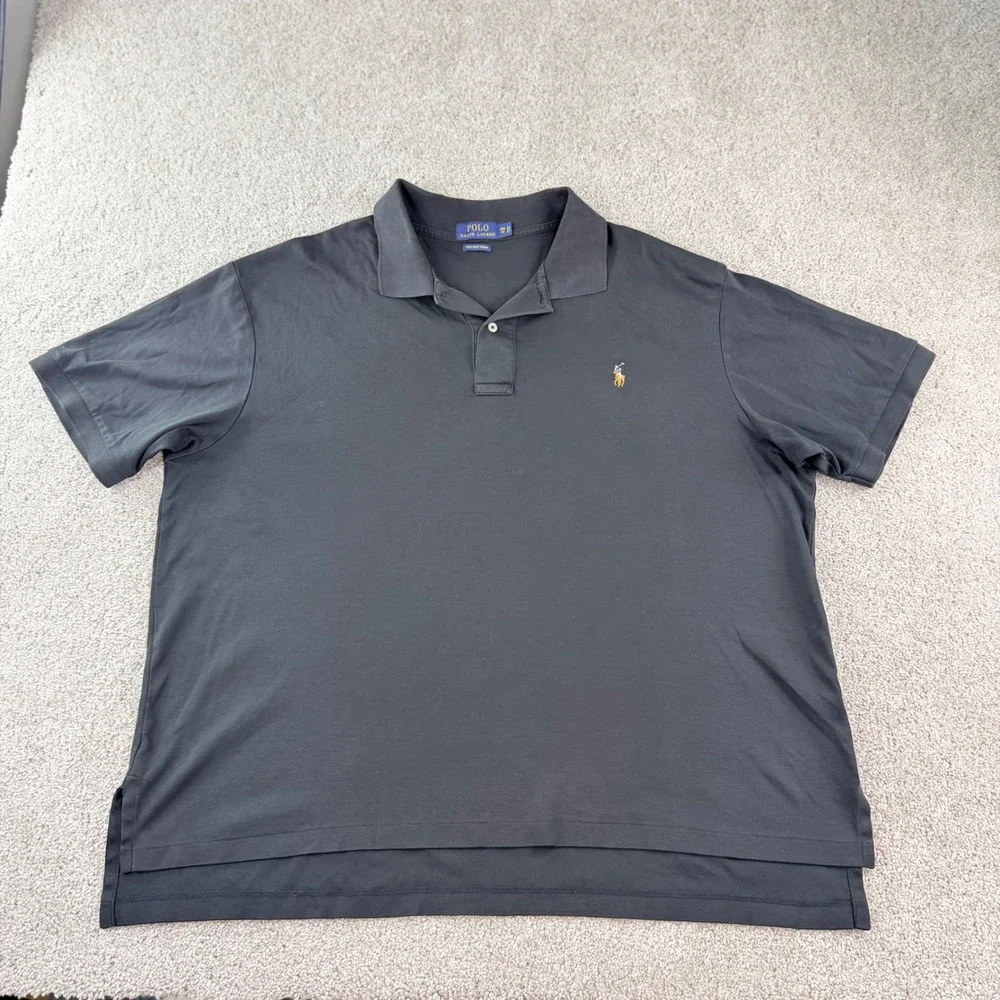 Polo Ralph Lauren Pima Soft Touch Polo Shirt‎ 2XB Black Classic Fit Minimalist